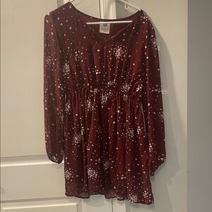 Elegant Burgundy Floral Mini Dress